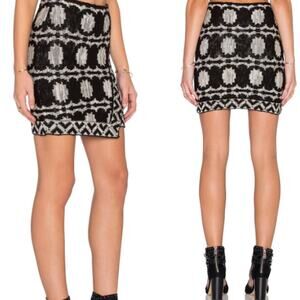 Free People Women's Wrapped in Your Blanket Skirt S Black Combo Boho